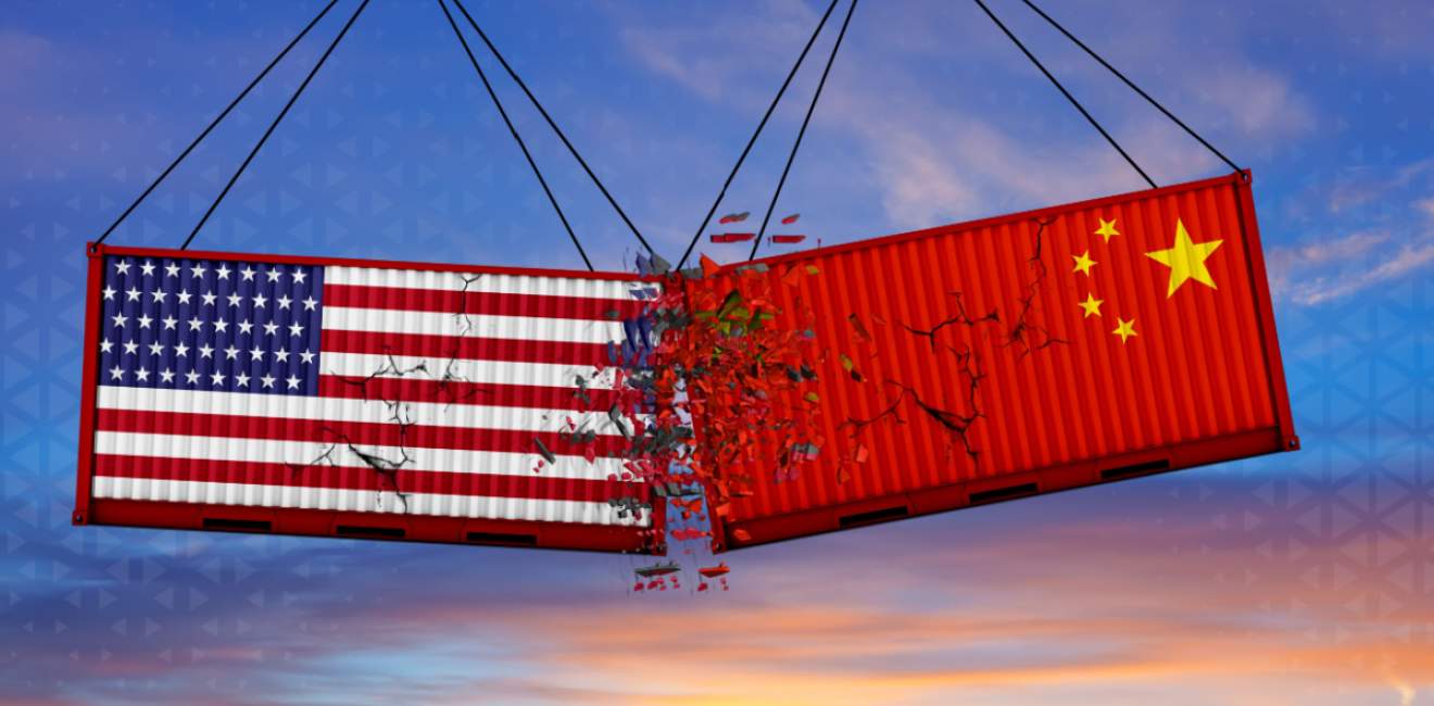 American and Chinese shipping containers colliding