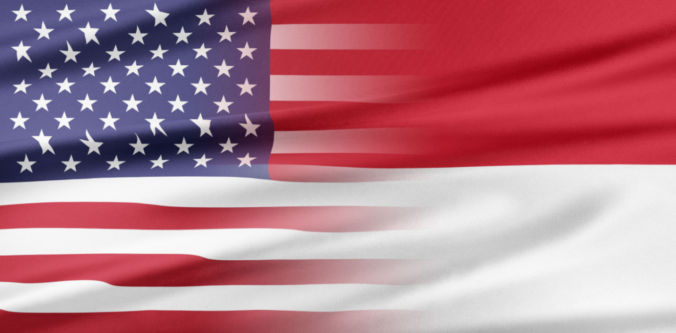 Flags of the US and Indonesia