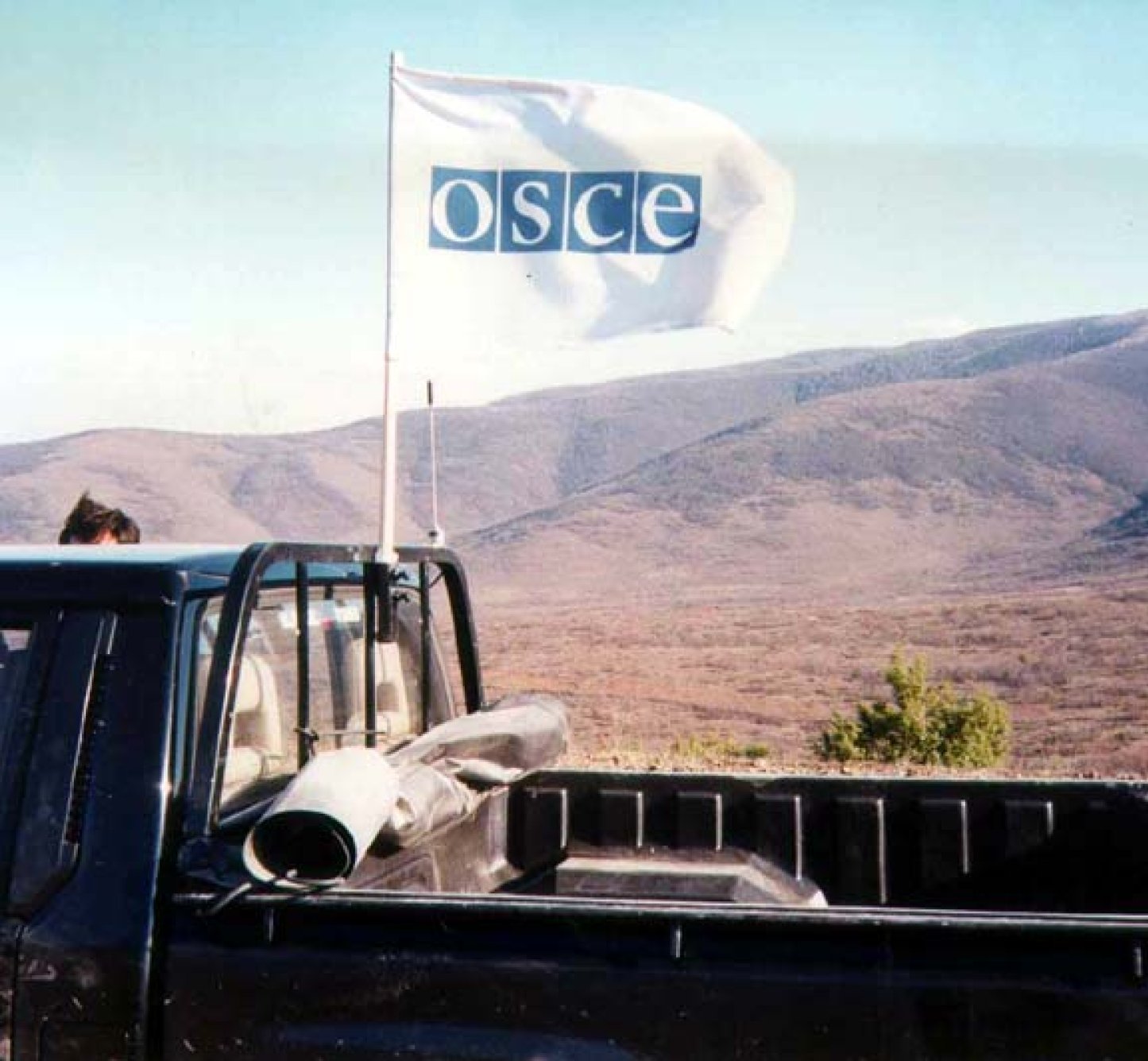 Mission members of the OSCE Presence in Albania monitor the border to the province of Kosovo, Federal Republic of Yugoslavia.