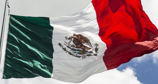 Mexican Flag flying in the wind