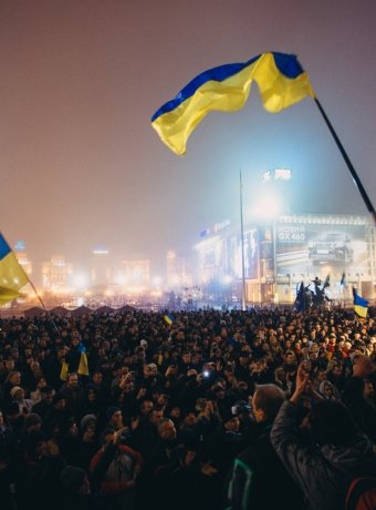 Meeting on the Independence square in Kiev. About 100 thousand ukrainian people gathered on the Independence square to support the integration of Ukraine into the EU