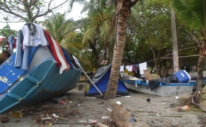 Migrants camp in Necoclí before crossing the Darién Gap