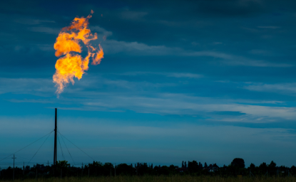 Flames erupt from a gas pipe