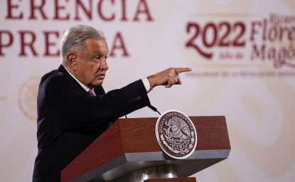 Mexico City, Mexico October 7 2022. Andres Manuel Lopez Obrador, mexican president in his press conference in National Palace.