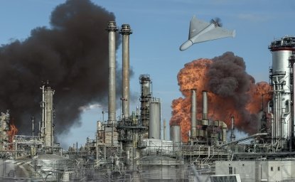 composite image drone oil refinery