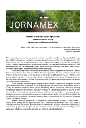 Workers in Mexico’s Export Agriculture: From Research to Action Agreements and Recommendations