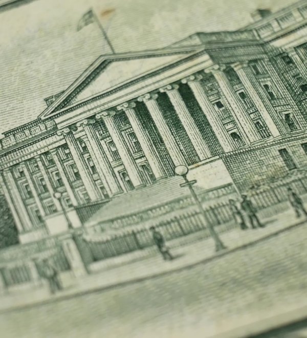 Dept of Treasury on 10 dollar bill