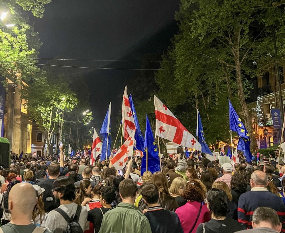 Pro-EU Georgians protesting in Tbilisi