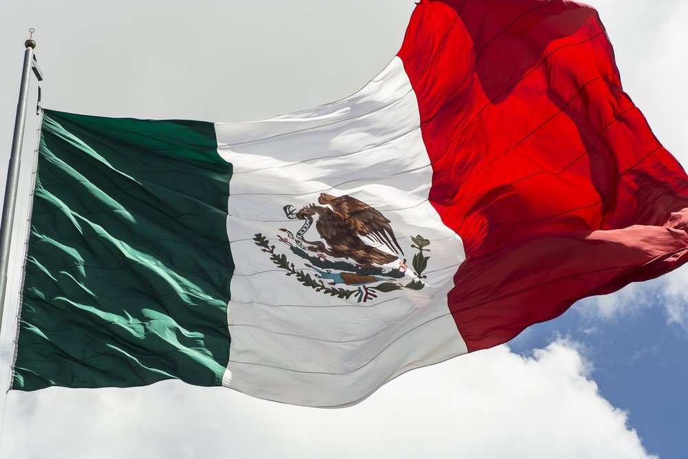 Mexican Flag flying in the wind