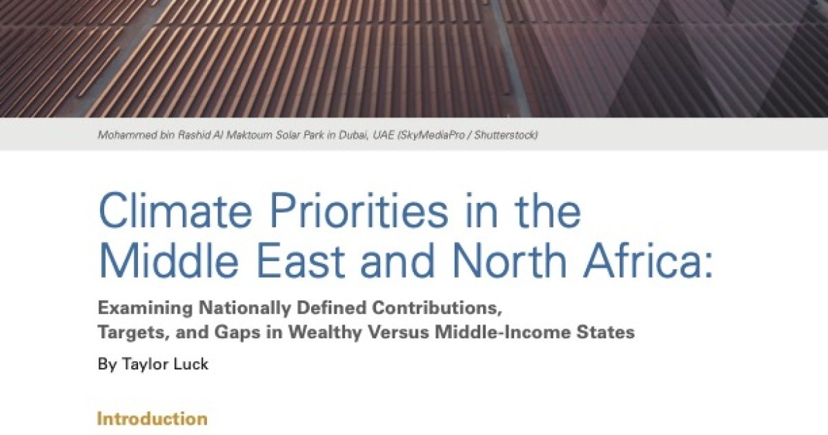 Climate Priorities in the Middle East and North Africa | Wilson Center