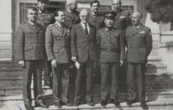 Photograph of North Koreans and Polish officers at Panmunjom