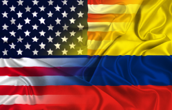 Flags of the US and Colombia