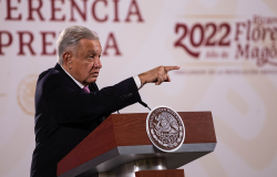 Mexico City, Mexico October 7 2022. Andres Manuel Lopez Obrador, mexican president in his press conference in National Palace.