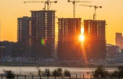 Moscow skyline with cranes