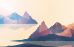 Geometric Coast Mountains and Sunset Background Panorama 